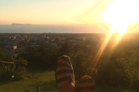 Vista da pousada na praia da Gamboa-SC
